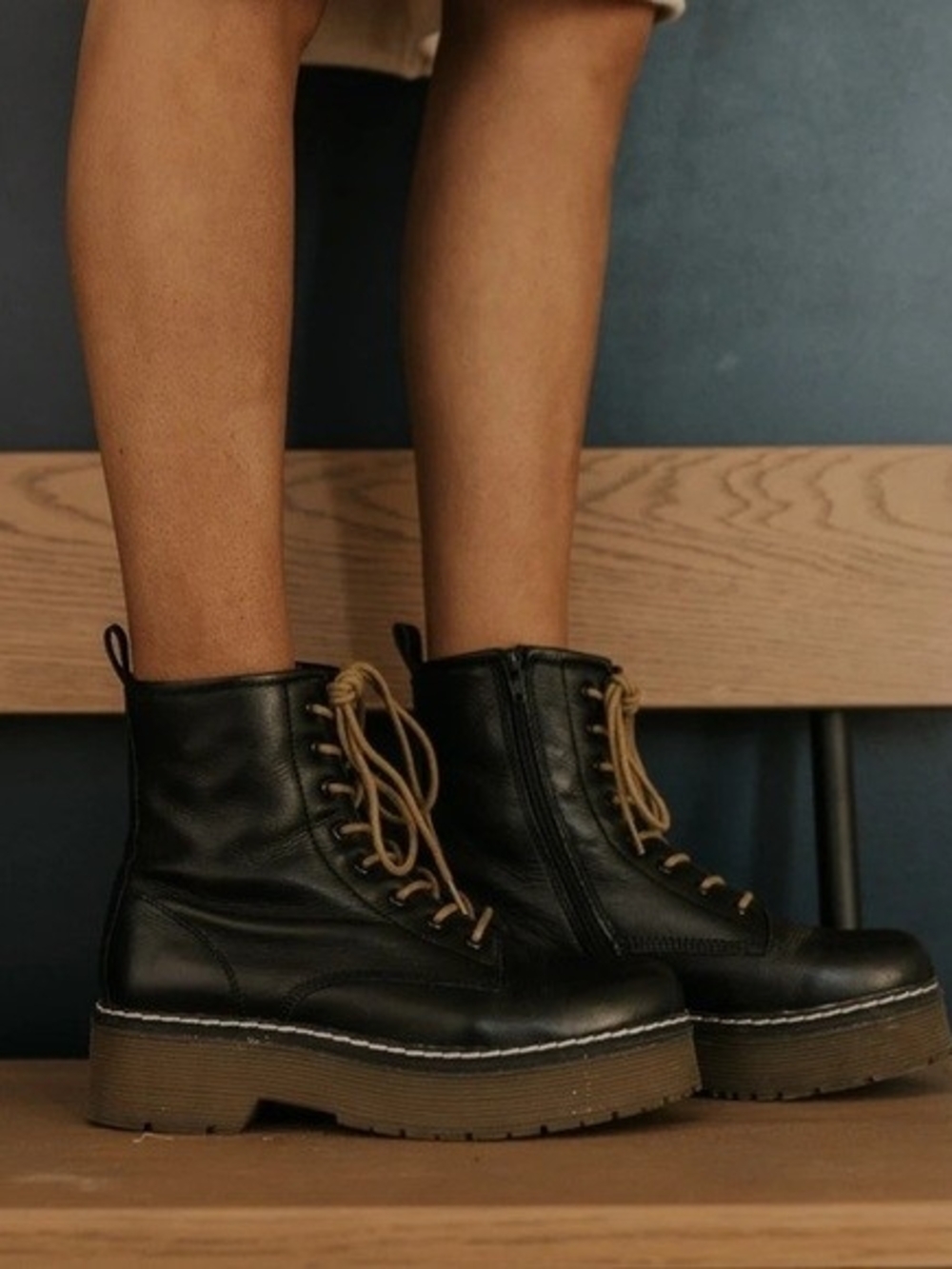 Roolee Elvis Platform Combat Boots Black